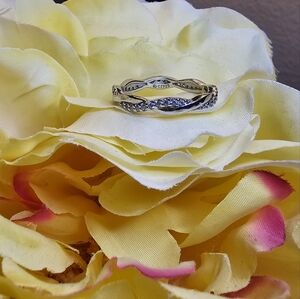 Diamonique Twist Band Ring